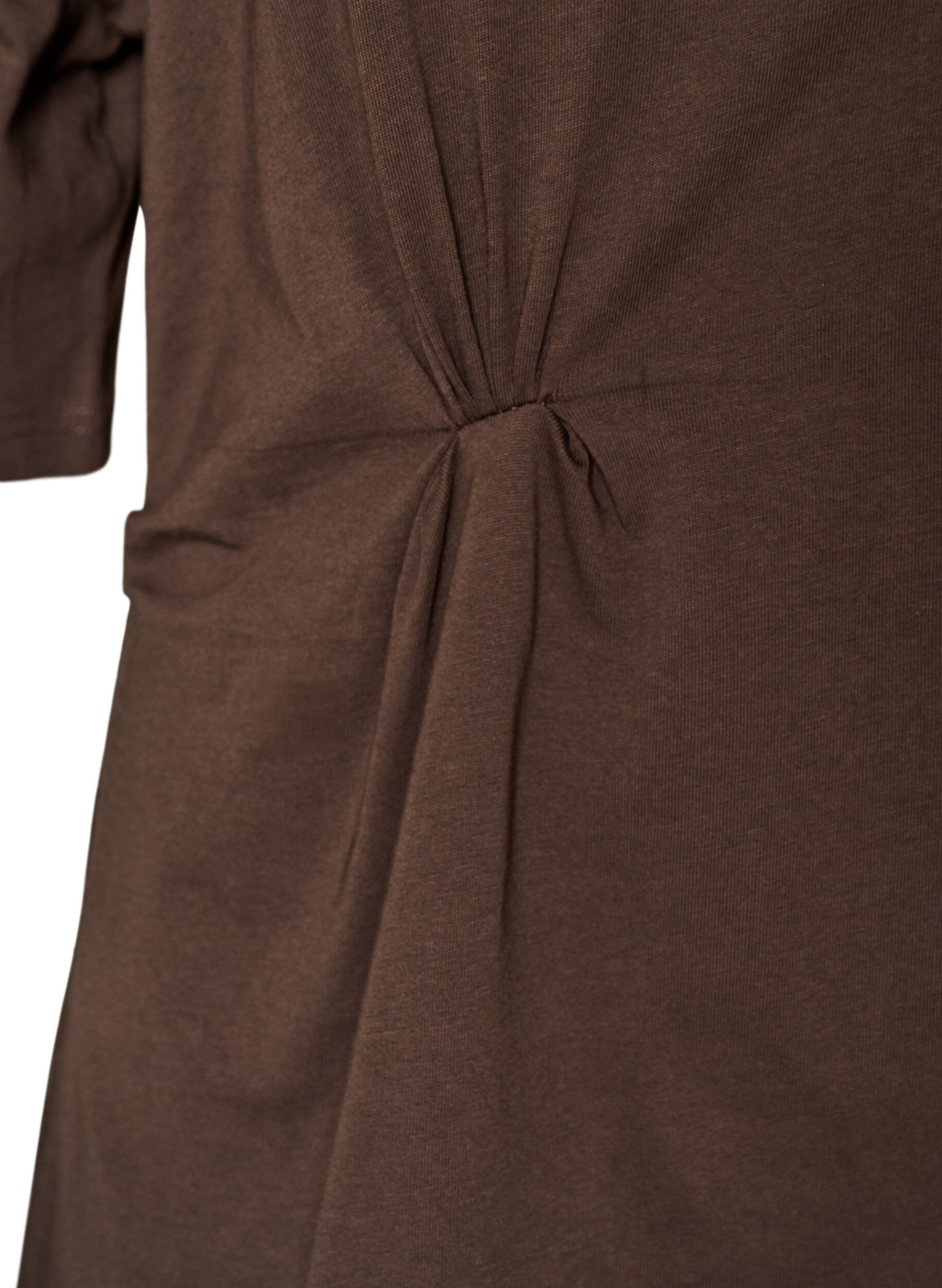 ZizziT-shirt med draperet detalje, Brun, Packshot image number 3