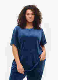 T-shirt i velour, Insignia Blue, Model