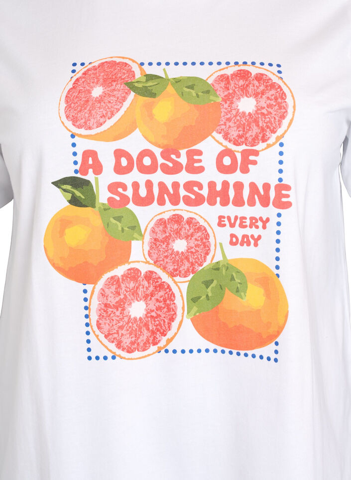T-shirt i &oslash;kologisk bomuld med citrusmotiv, Hvid, Packshot image number 2
