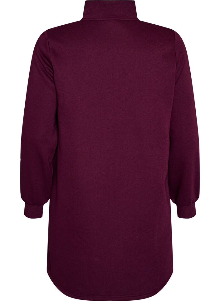 Sweatkjole med h&oslash;j ribkrave og lynl&aring;s, Lilla, Packshot image number 1