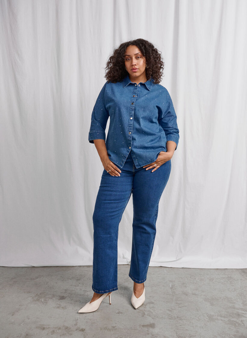 Højtaljede Gemma jeans med regular fit, Blå, Image image number 0