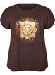 T-shirt med dekorativt frontprint, Brun, Packshot image number 0