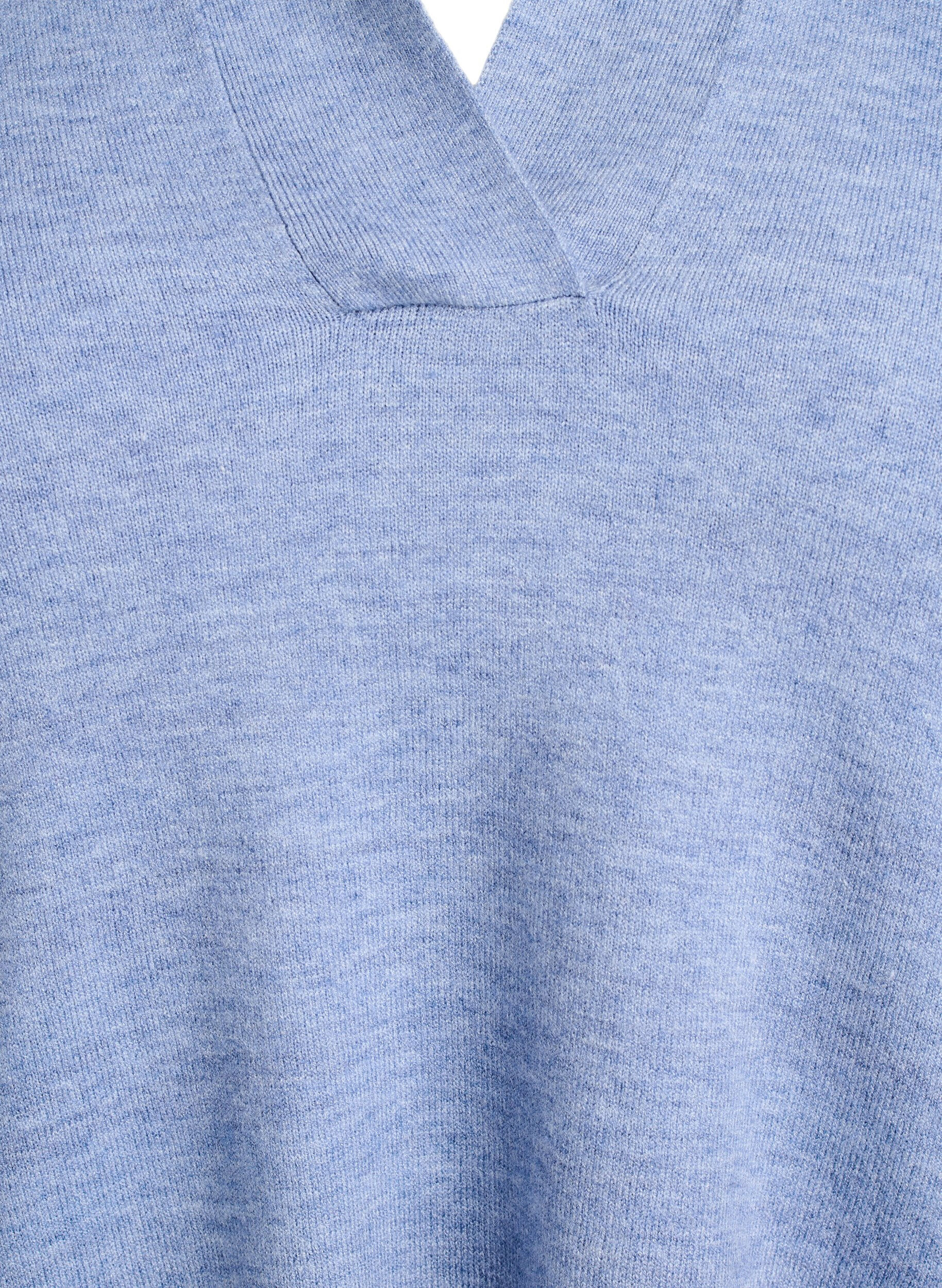 Zizzi Strikbluse med krave og korte &aelig;rmer, Bl&aring;, Packshot image number 2