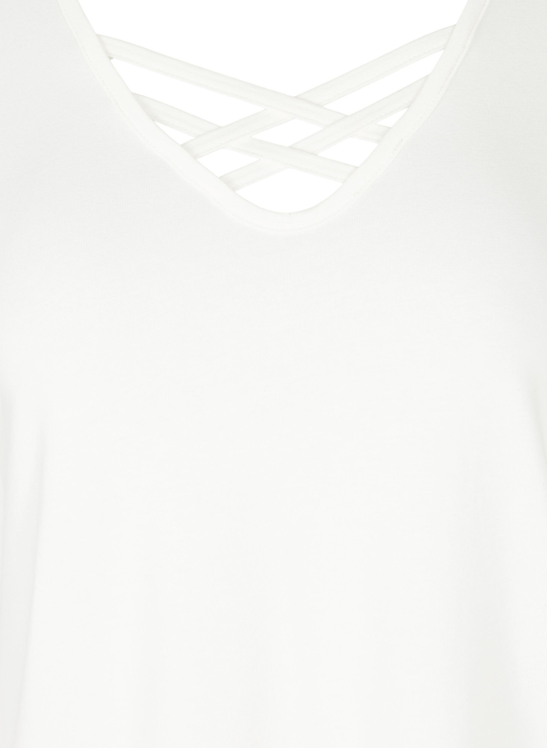 Zizzi Kort&aelig;rmet t-shirt med v-udsk&aelig;ring, Warm Off-white, Packshot image number 2