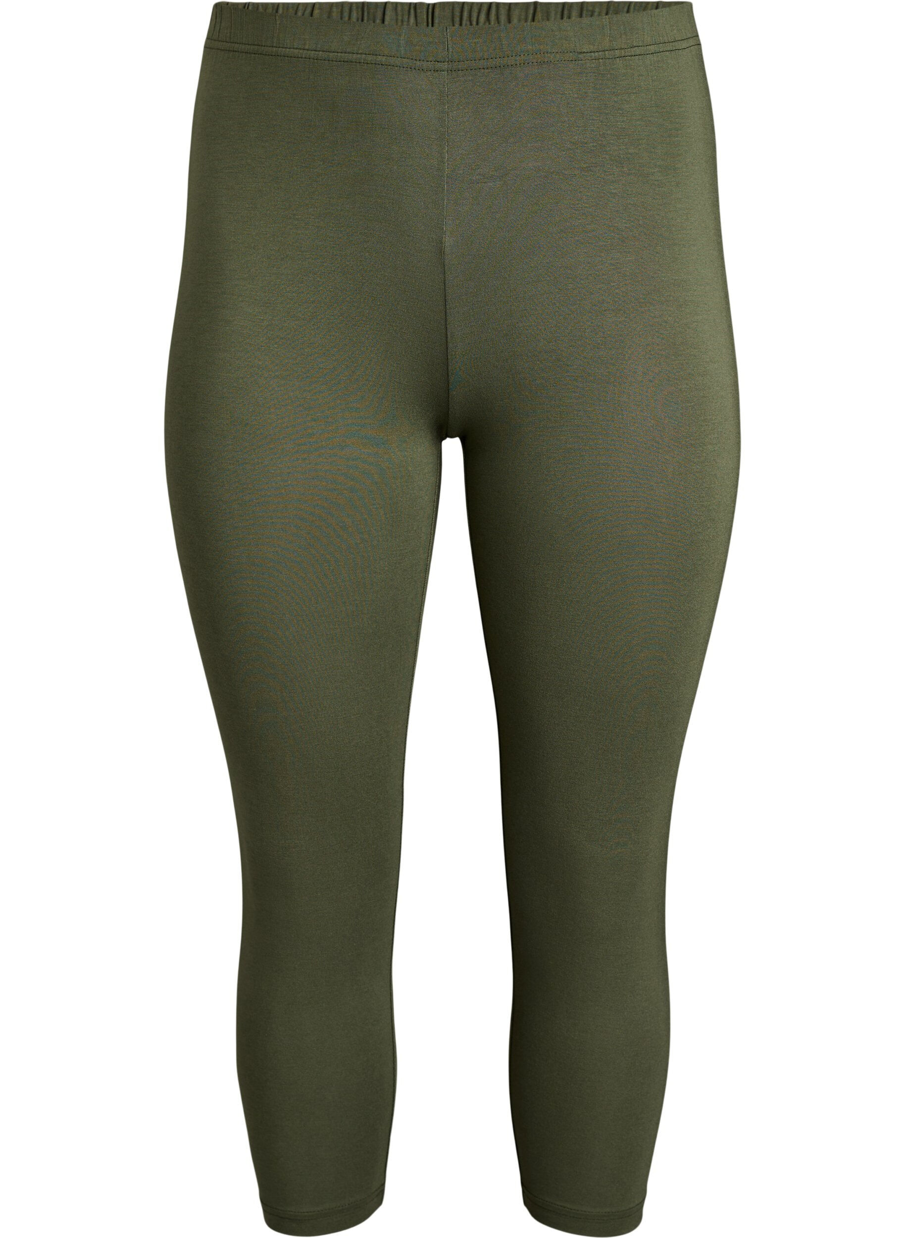ZizziBasis 3/4 leggings i viskose, Gr&oslash;n, Packshot image number 0