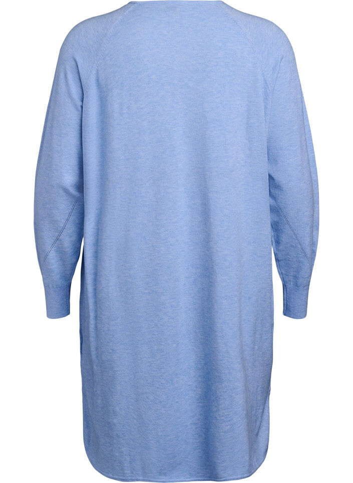 Strikkjole med rund hals og strikket mønster, Della R. Blue Mel., Packshot image number 1