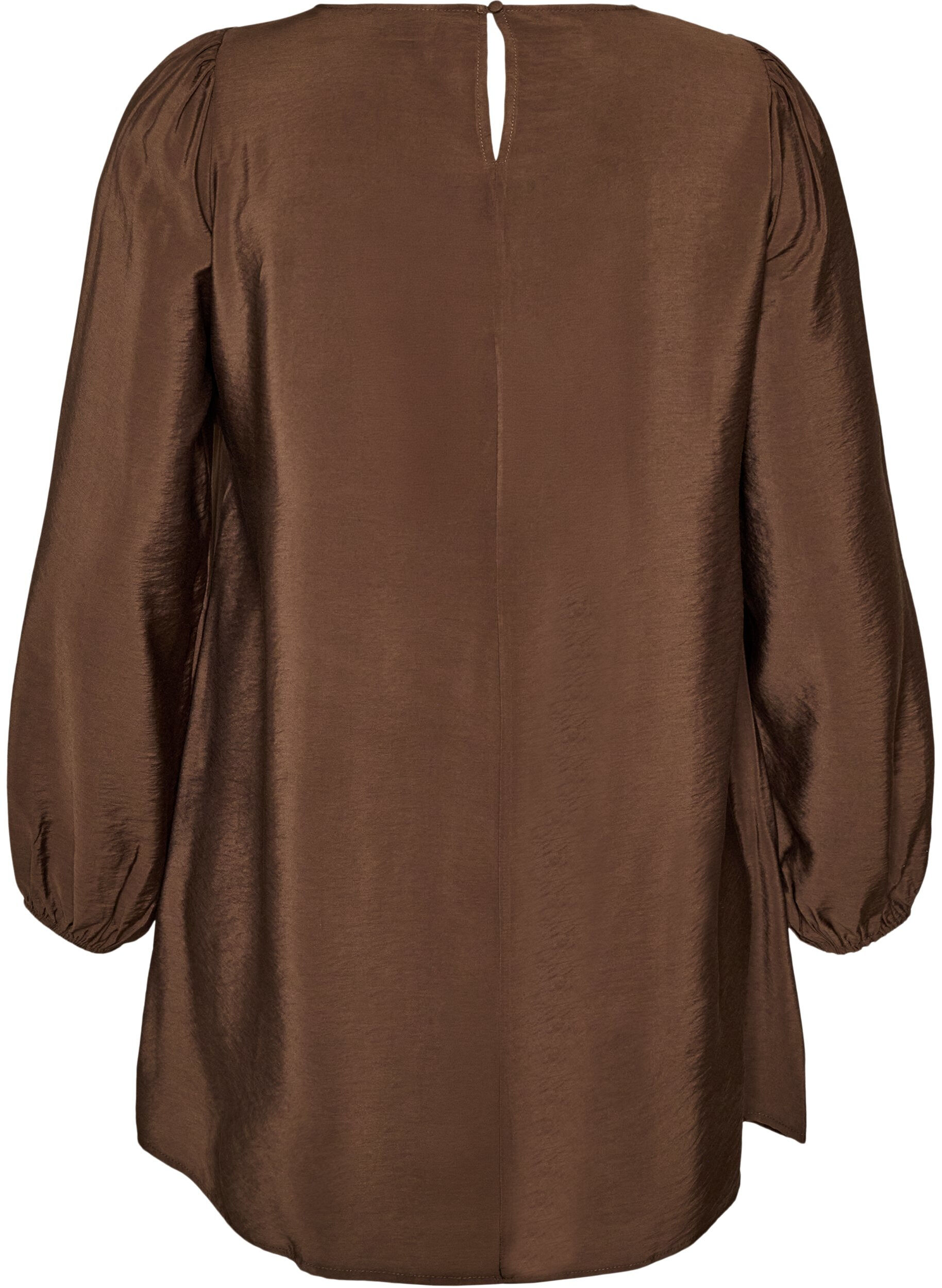 ZizziTunika i viskose med blondedetalje, Brun, Packshot image number 1