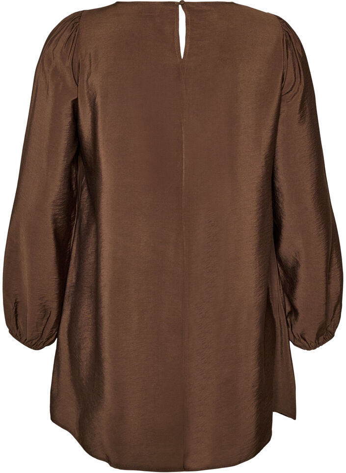 Tunika i viskose med blondedetalje, Brun, Packshot image number 1