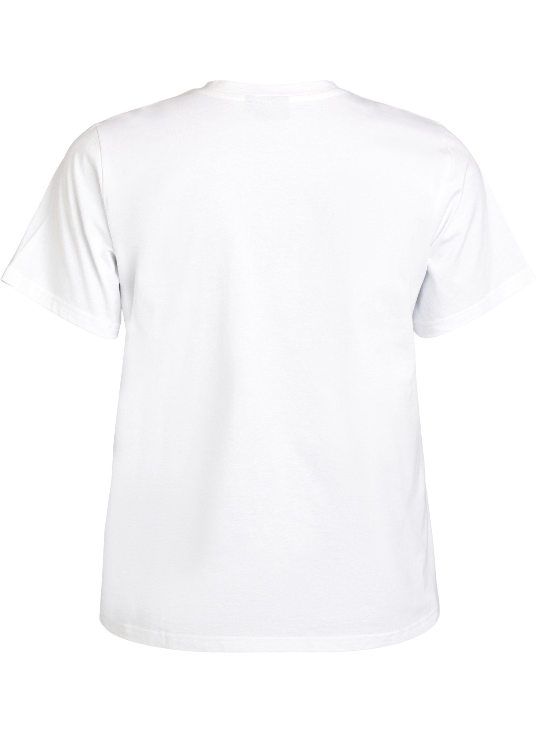 Zizzi T-shirt med paillet-blomster, Hvid, Packshot image number 1