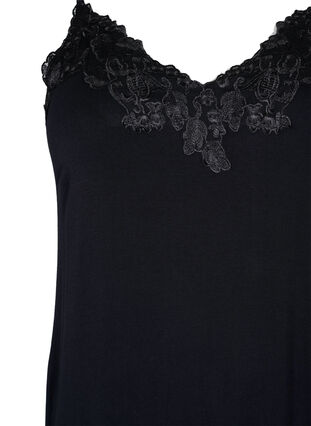 Viskose natkjole med blonder, Black, Packshot image number 2