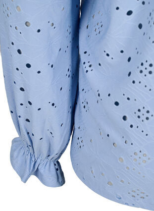 Langærmet bluse med hulmønster, Serenity, Packshot image number 3