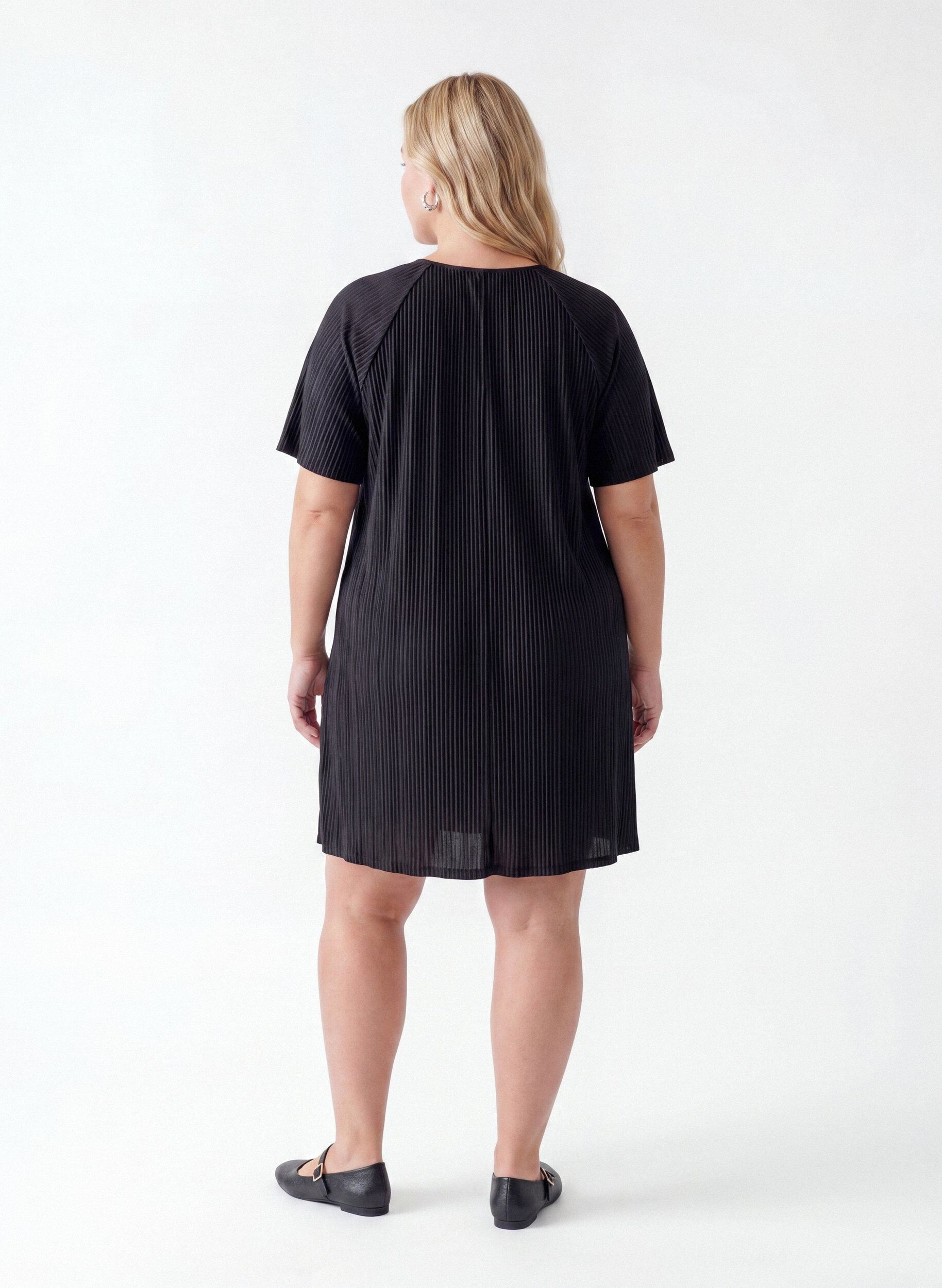ZizziTunika i jersey med strukturstriber, Sort, Model image number 1