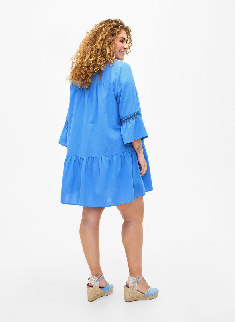 Tunika i økologisk bomuld med feminine detaljer, Marina, Model image number 1