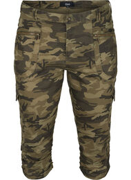 Tætsiddende capri jeans med camouflageprint, Ivy Green/Camou