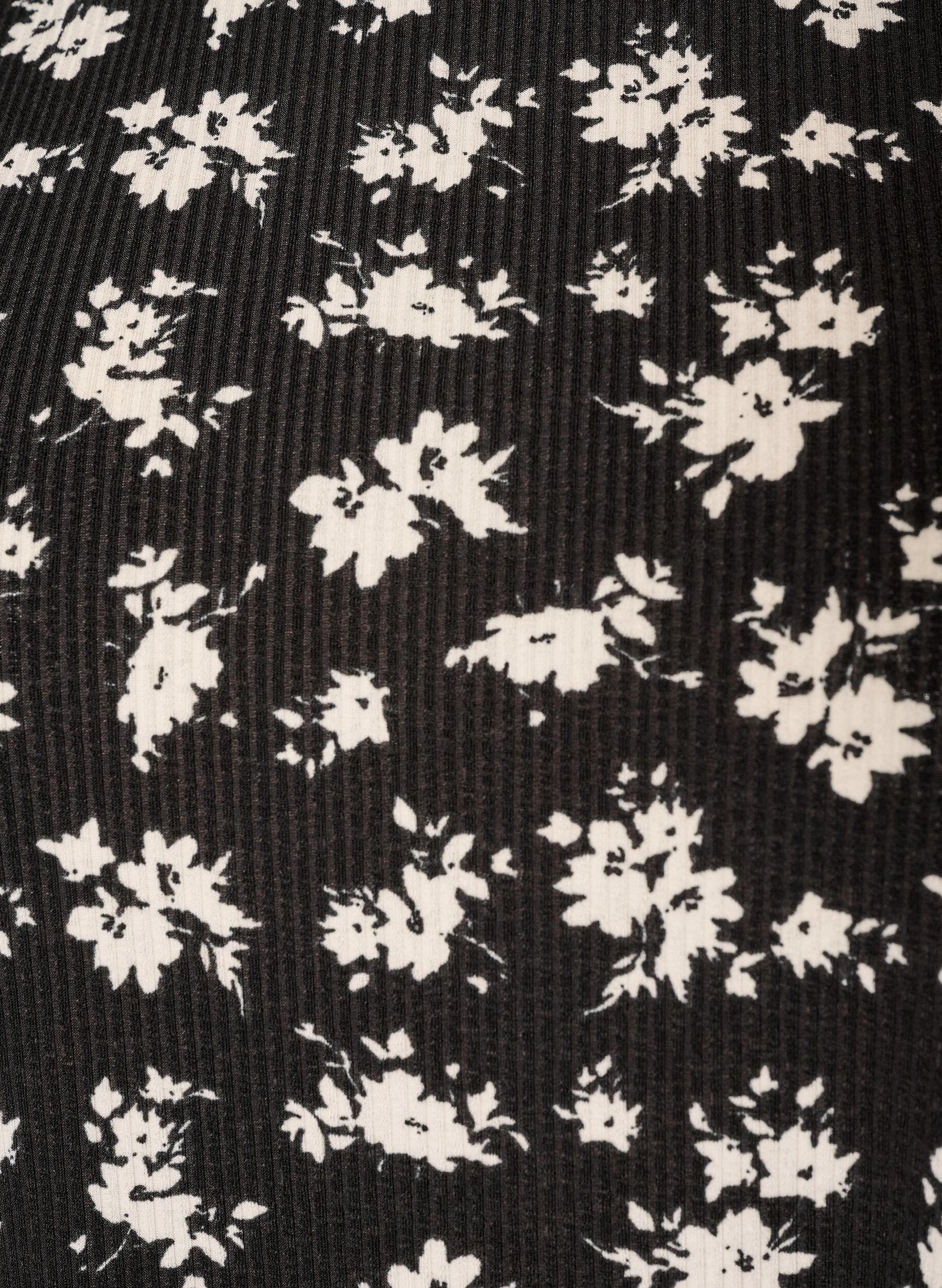 ZizziBluse med korte &aelig;rmer og blomsterprint, Sort, Packshot image number 2