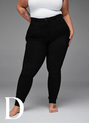 Super slim jeans med høj talje, Black, Model image number 8