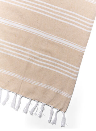 Stribet håndklæde med frynser, Beige Melange, Packshot image number 2