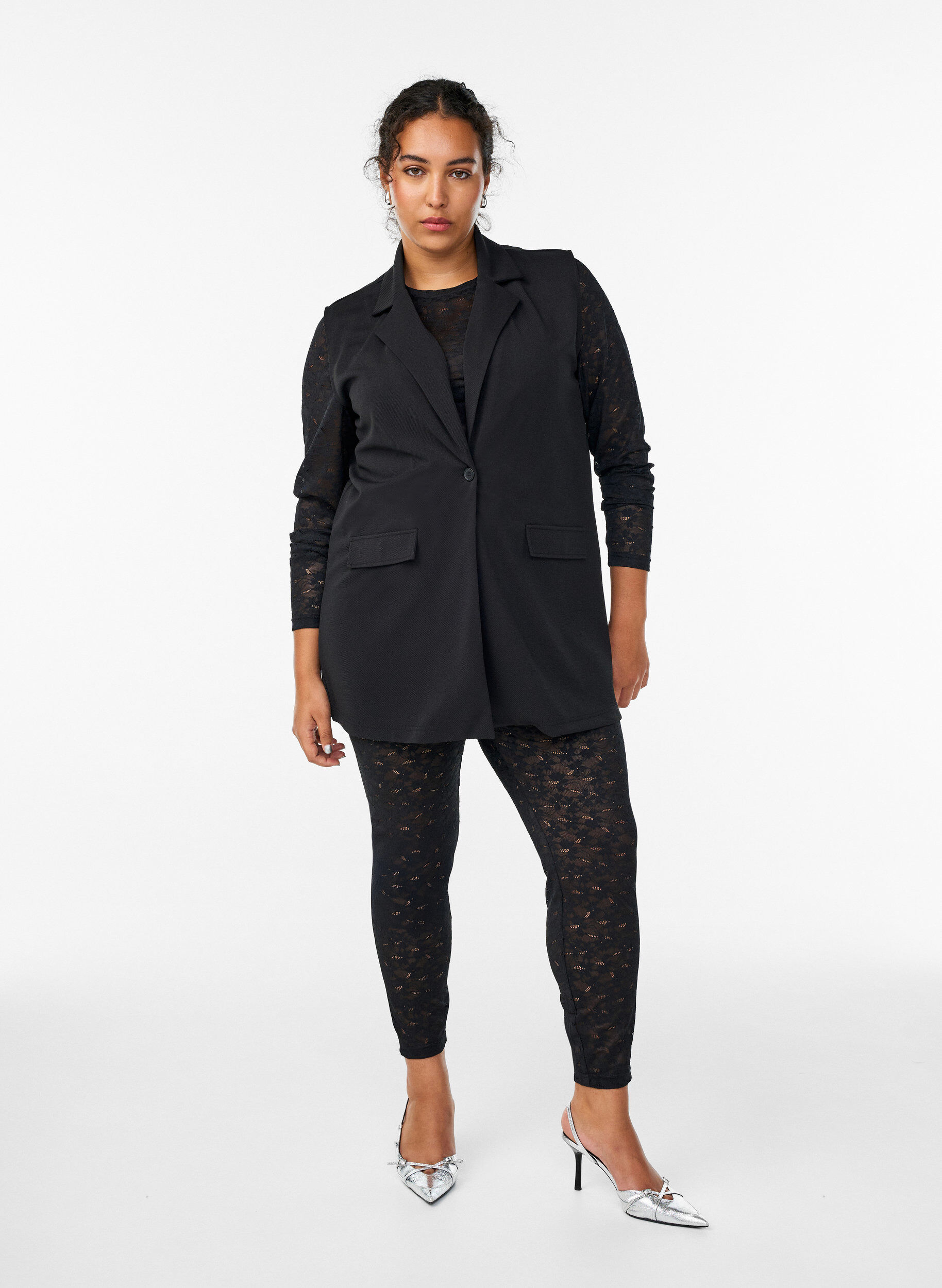 Blondeleggings med h&oslash;j talje, Sort, Model