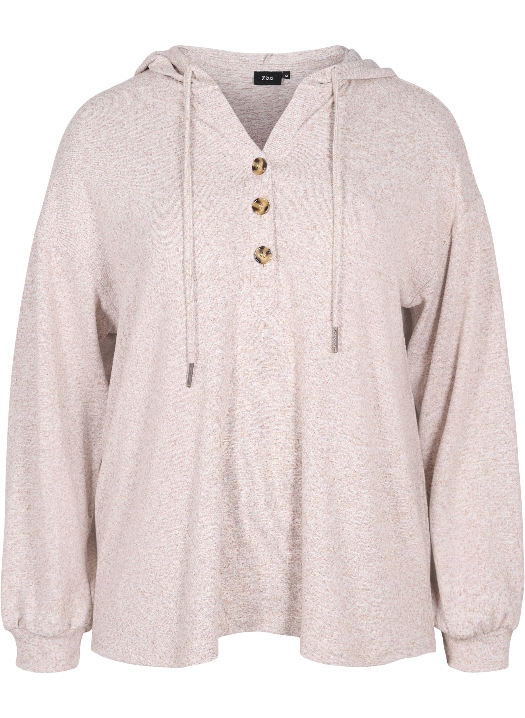Zizzi Meleret bluse med h&aelig;tte, Natural Mel., Packshot image number 0