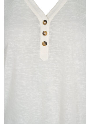 Kortærmet t-shirt med knapper , Warm Off-white, Packshot image number 2