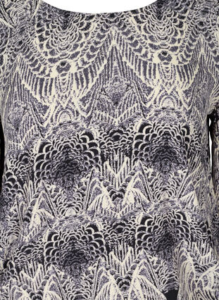 Printet viskose bluse med smock, Black Comb, Packshot image number 2