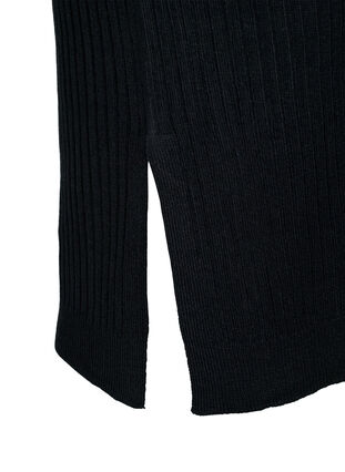 Oversize strikkjole med slids, Black, Packshot image number 3