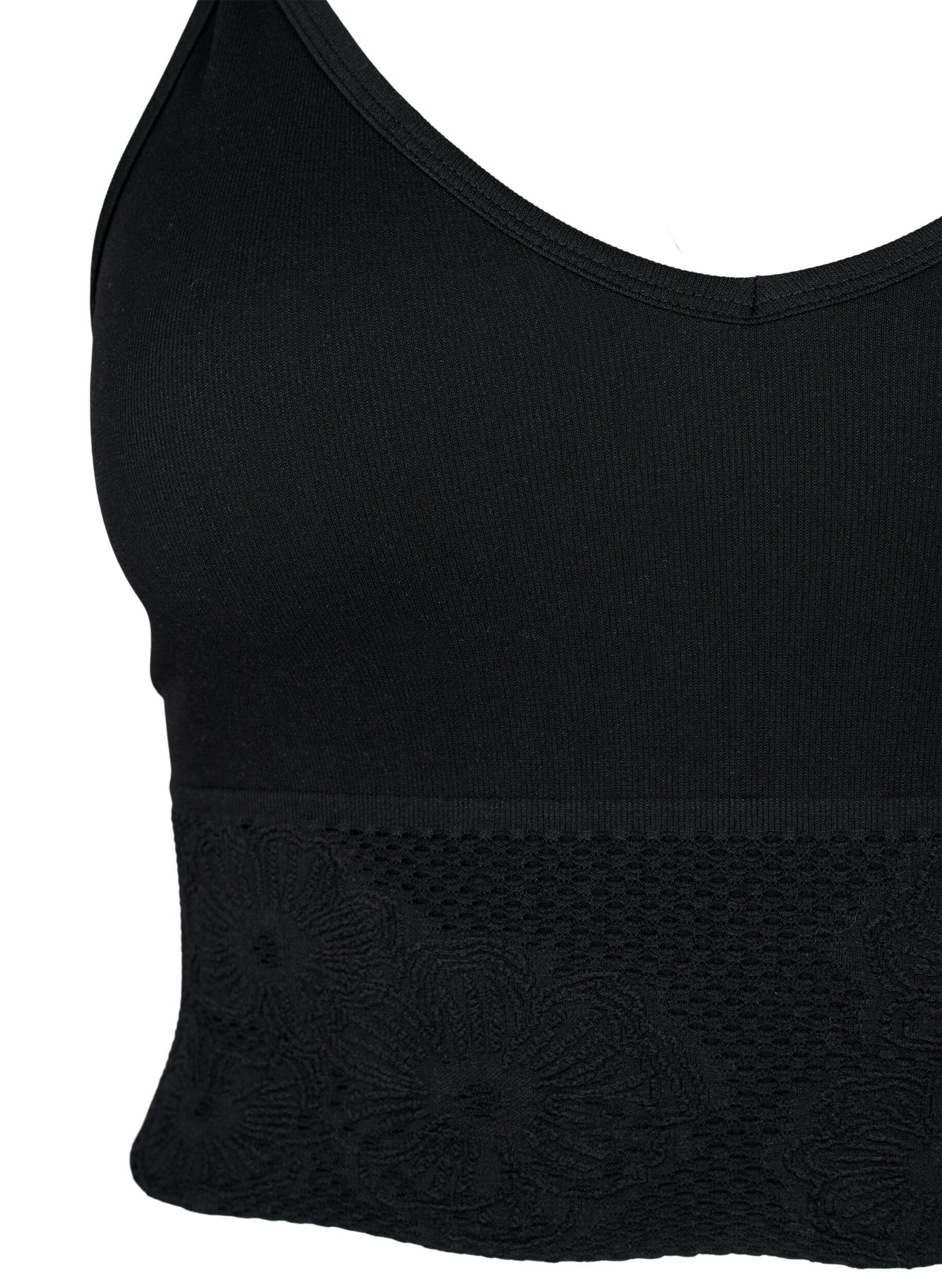 Zizzi Seamless bh top, Black, Packshot image number 2