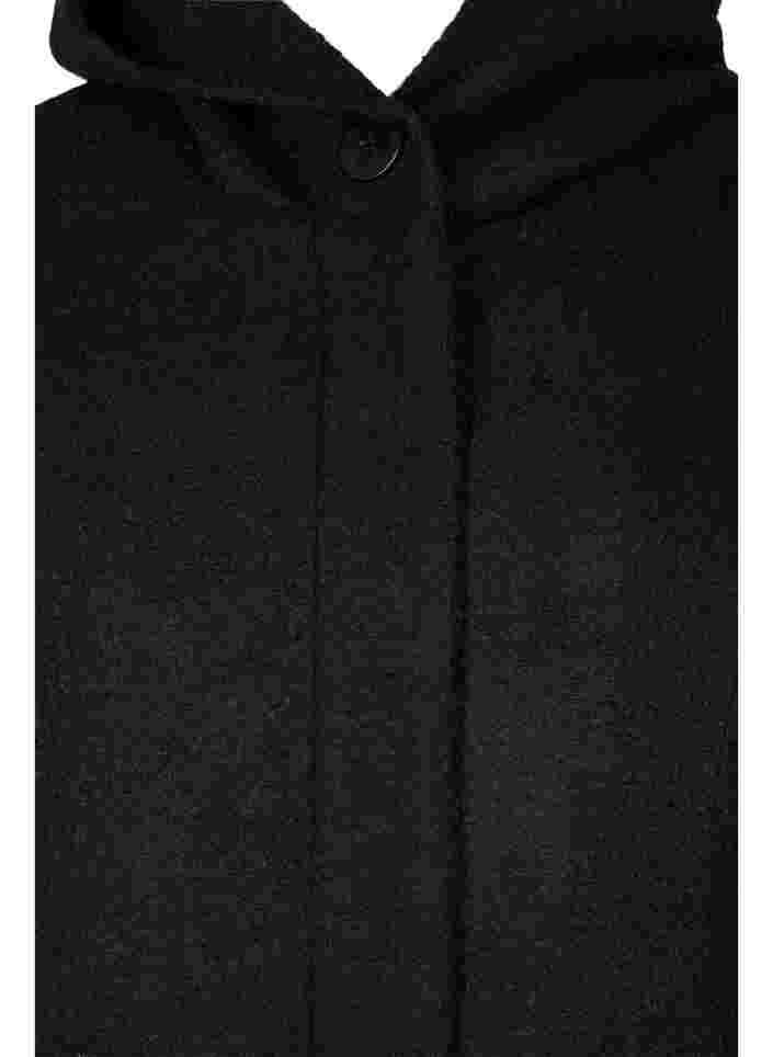 Frakke med hætte og a-shape, Black, Packshot image number 2