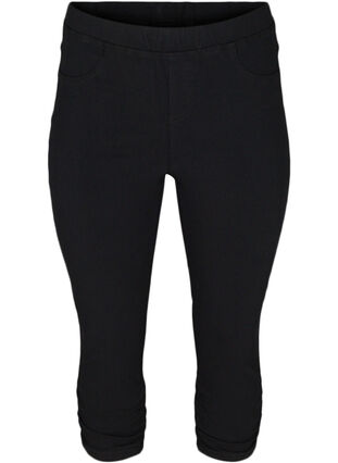 Ensfarvet capri jeans i viskosemix, Black, Packshot image number 0