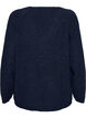 Strikbluse med V-hals og raglan&aelig;rmer, Bl&aring;, Packshot image number 1
