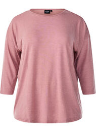 Jerseybluse med 3/4 &aelig;rmer, Lyser&oslash;d