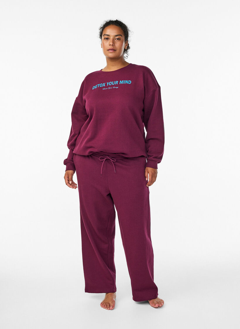 Sweatpants med lommer, Mørk Bordeaux, Model image number 0