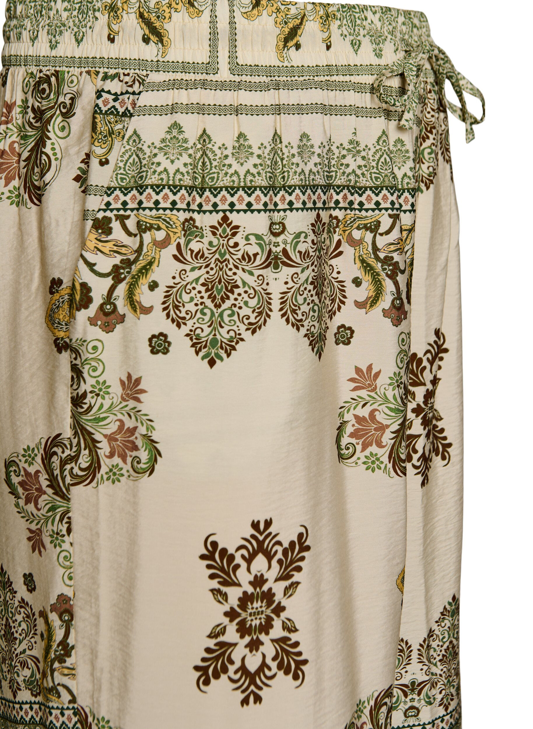 Zizzi M&oslash;nstrede bukser med vide ben, Gr&oslash;n, Packshot image number 2