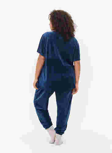 Løse bukser i velour, Insignia Blue, Model image number 1