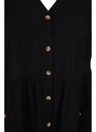 Kortærmet kjole med knapper og lommer, Black, Packshot image number 2