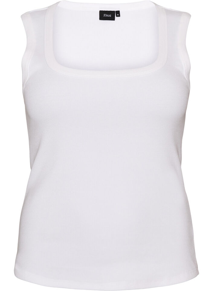 Ribtop med firkantet udsk&aelig;ring, Hvid, Packshot image number 0