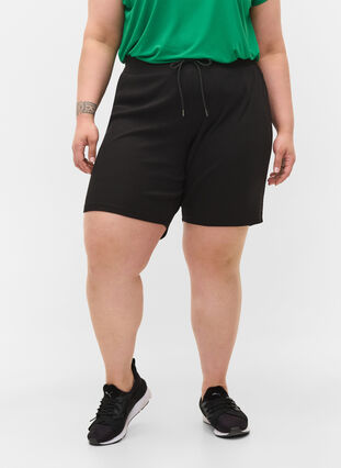 Løse shorts med ribstruktur, Black, Model image number 2