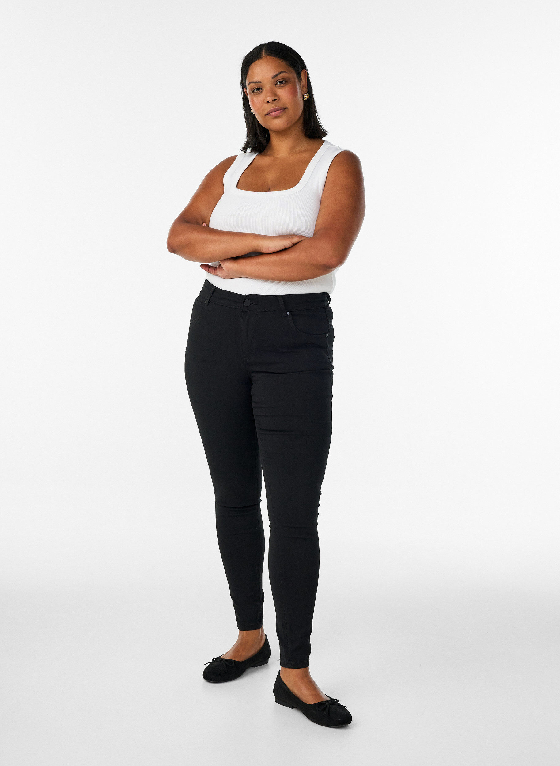 Slim fit bukser med lommer, Sort, Model