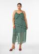 Chiffonkjole med asymmetriske fl&aelig;ser, Gr&oslash;n, Model image number 0