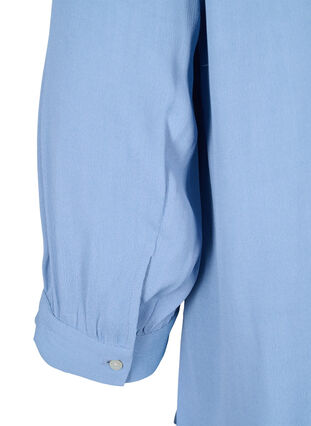 Viskose bluse med 3/4 ærmer, Forever Blue, Packshot image number 3