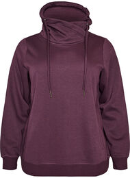 Sweatshirt med h&oslash;j krave og lommer, Lilla
