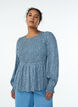 Bluse med smockoverdel og blomsterprint, Bl&aring;, Model image number 0