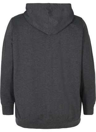 Sweatshirt med hætte og tryk, Black, Packshot image number 1