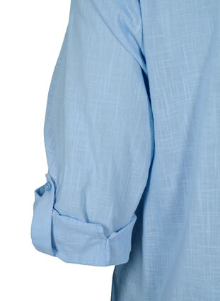 Skjortebluse i bomuld med v-udskæring, Serenity, Packshot image number 3