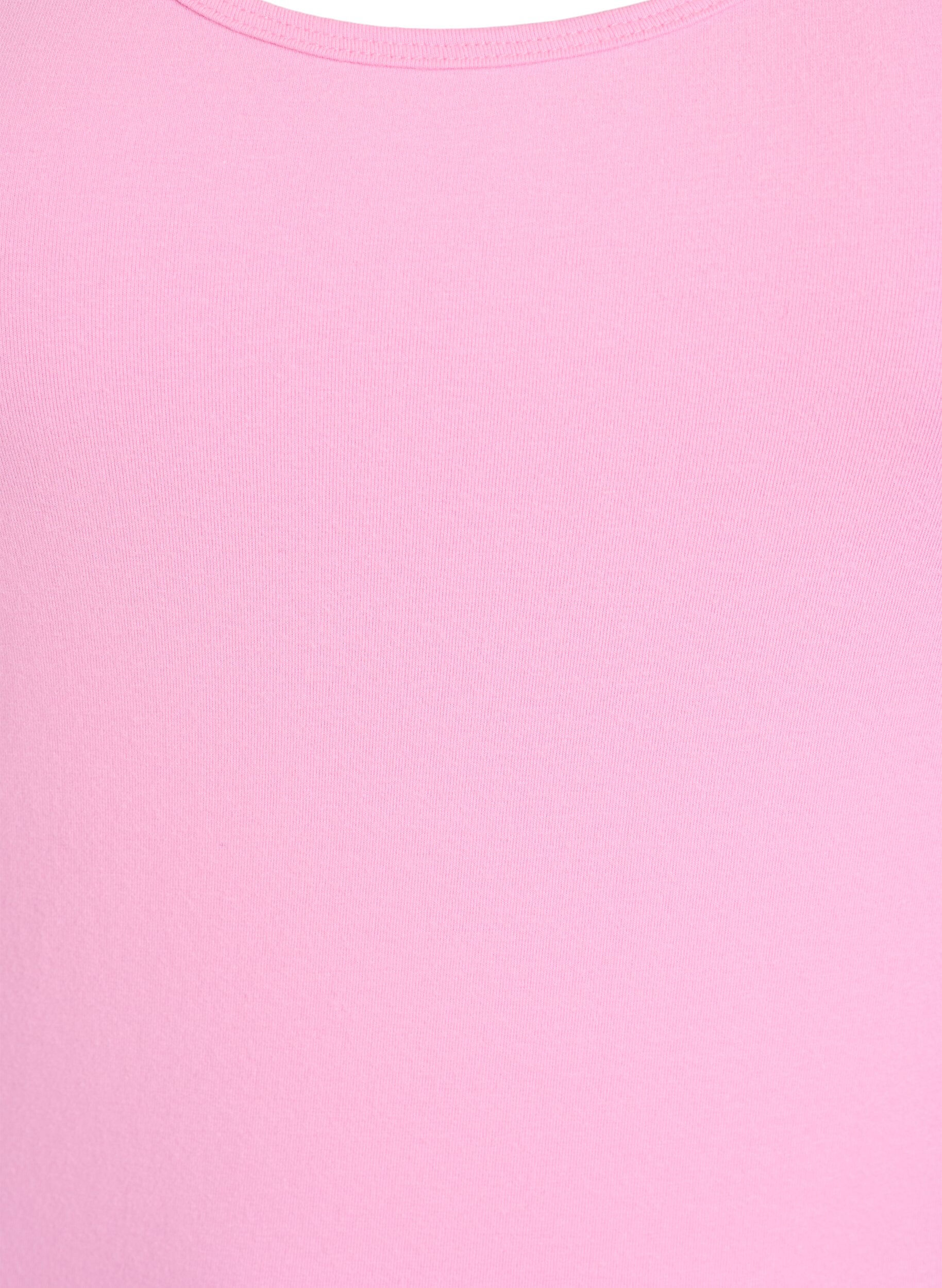 ZizziEnsfarvet basis top i bomuld, Lyser&oslash;d, Packshot image number 2