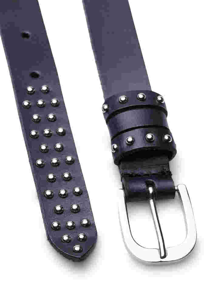 Læderbælte med nitter, Black, Packshot image number 2
