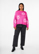 Strikbluse med blomster, Raspberry Rose Comb, Model image number 2