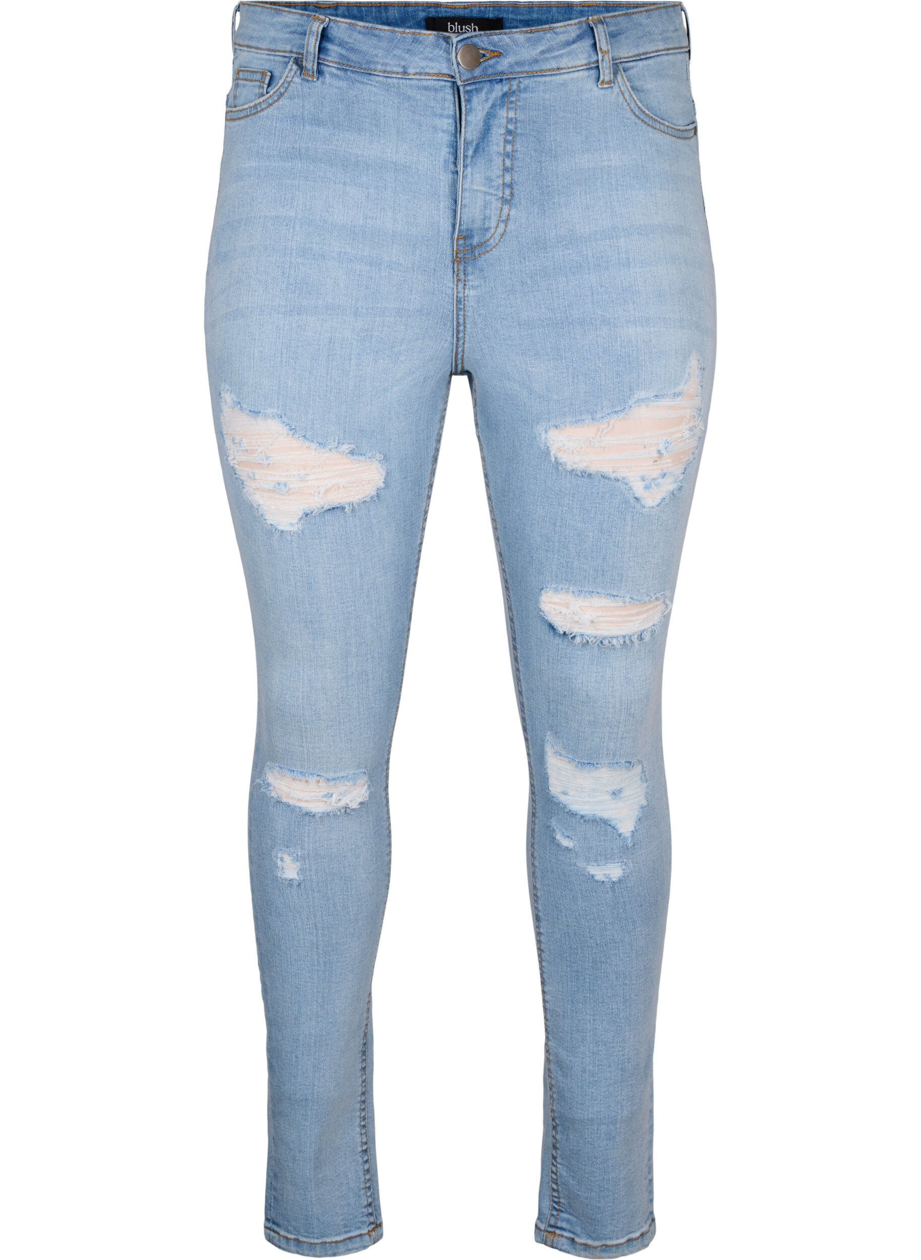 Zizzi Slim fit jeans med sliddetaljer, Light Blue, Packshot image number 0