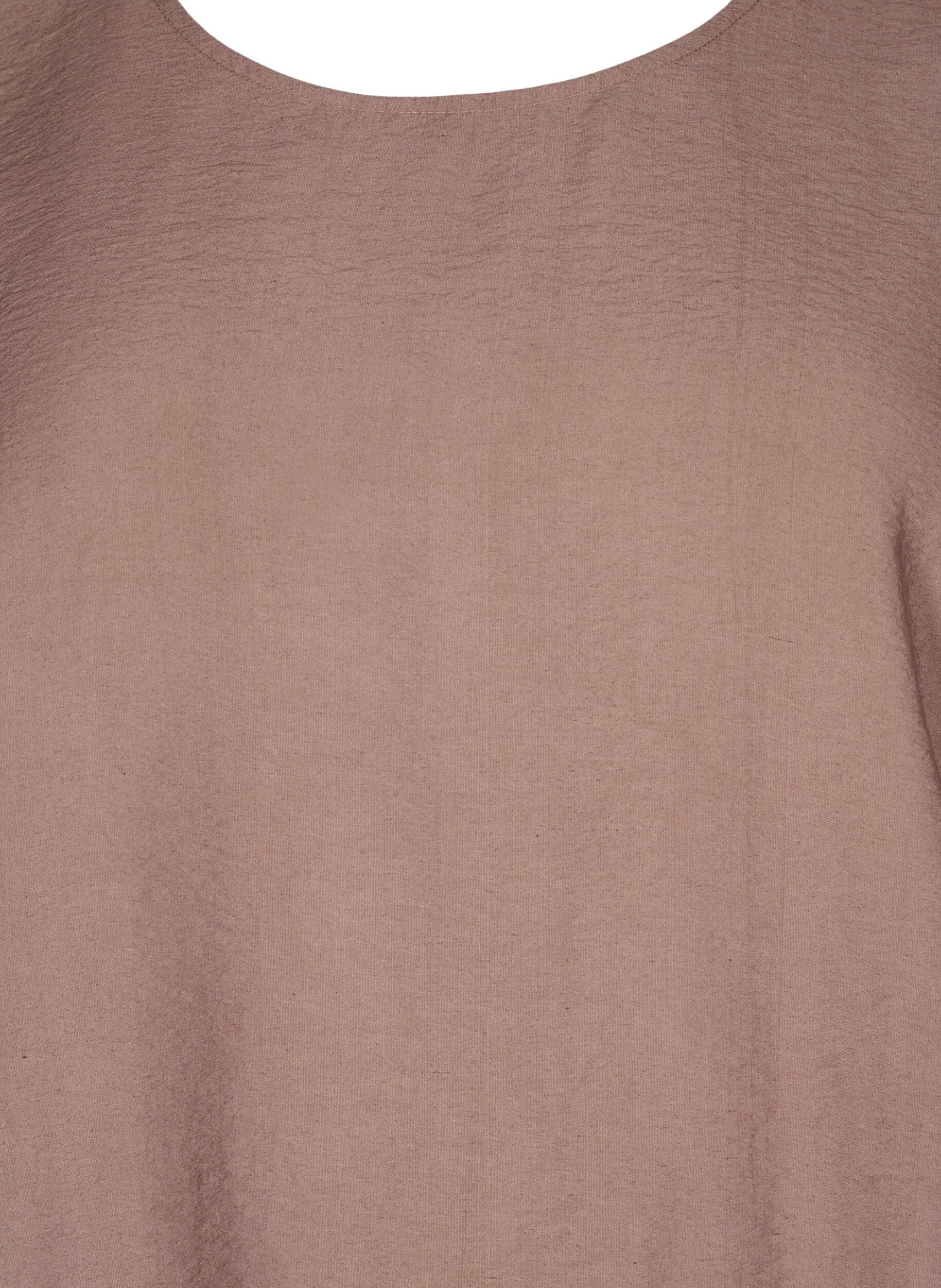 Zizzi Kort&aelig;rmet bluse med elastikkant forneden, Brun, Packshot image number 2