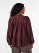Bluse med broderi og hulm&oslash;nsterb&aring;nd, M&oslash;rk Bordeaux, Model image number 2